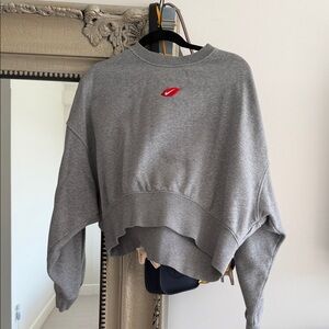 Nike Gray Crew  Neck  cropped Sweater
